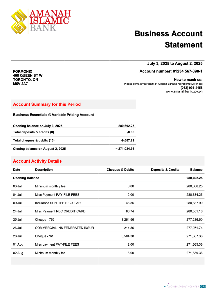 Philippines Al Amanah Islamic Investment enterprise statement Word and PDF format